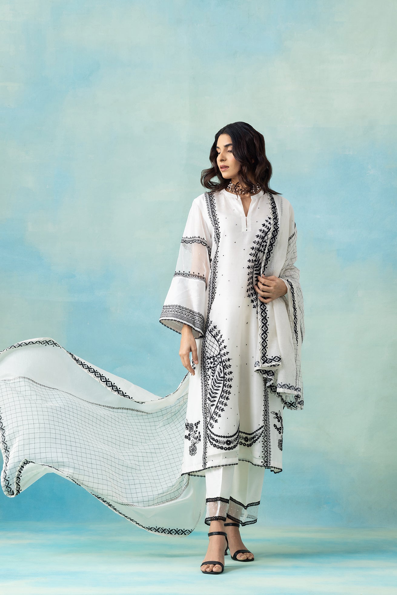 Organza & Maheshwari Kurta Set