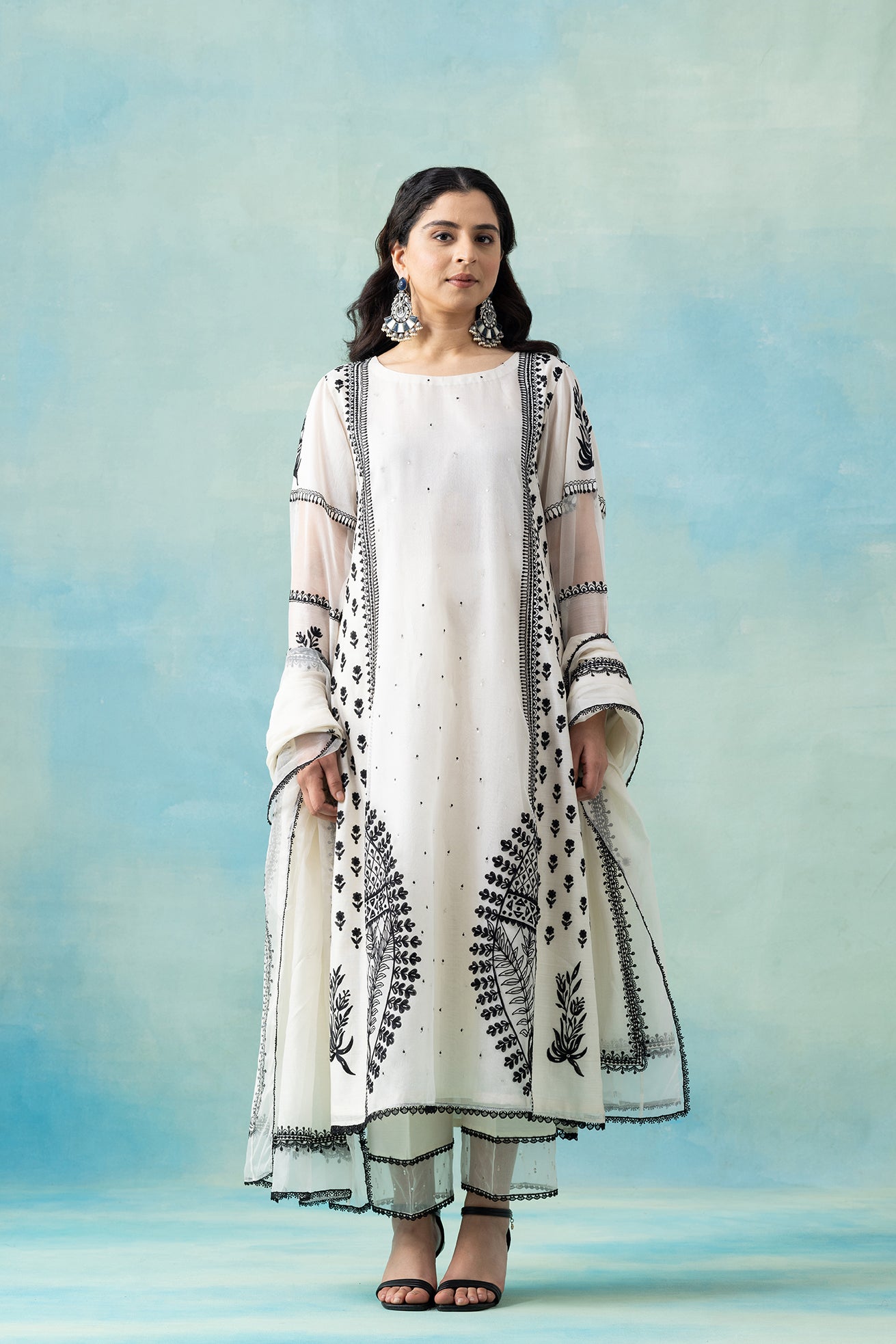 Organza & Maheshwari Kurta Set
