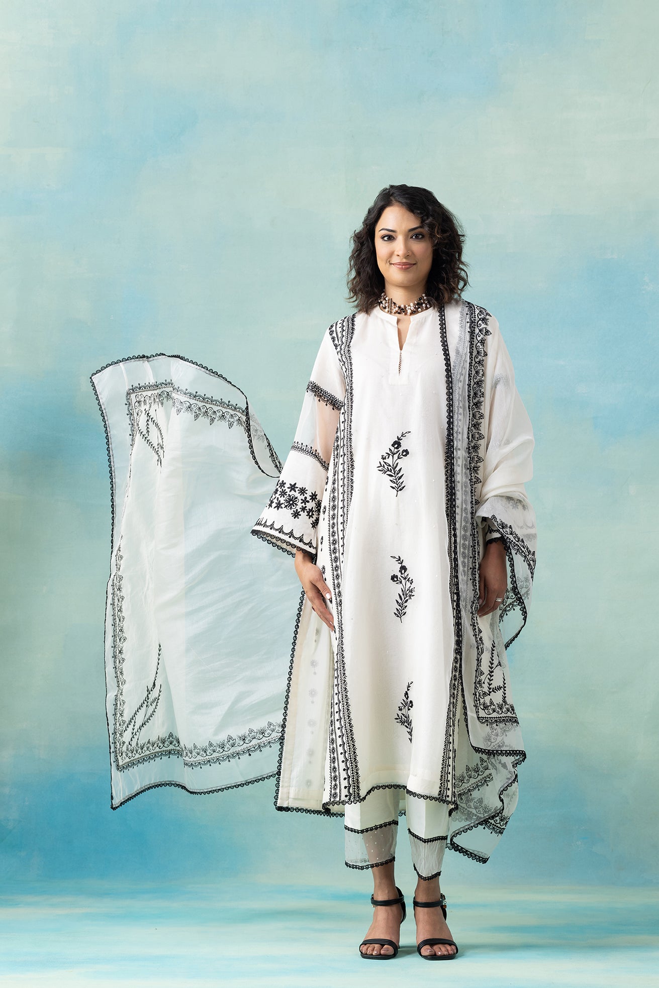 Organza, Pita Work & Maheshwari Kurta Set