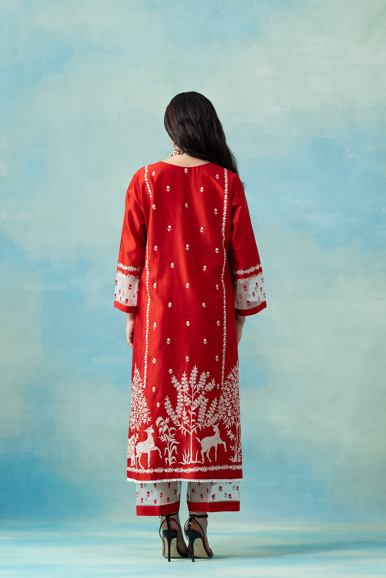 Poppy Silk Chanderi Kurta Set