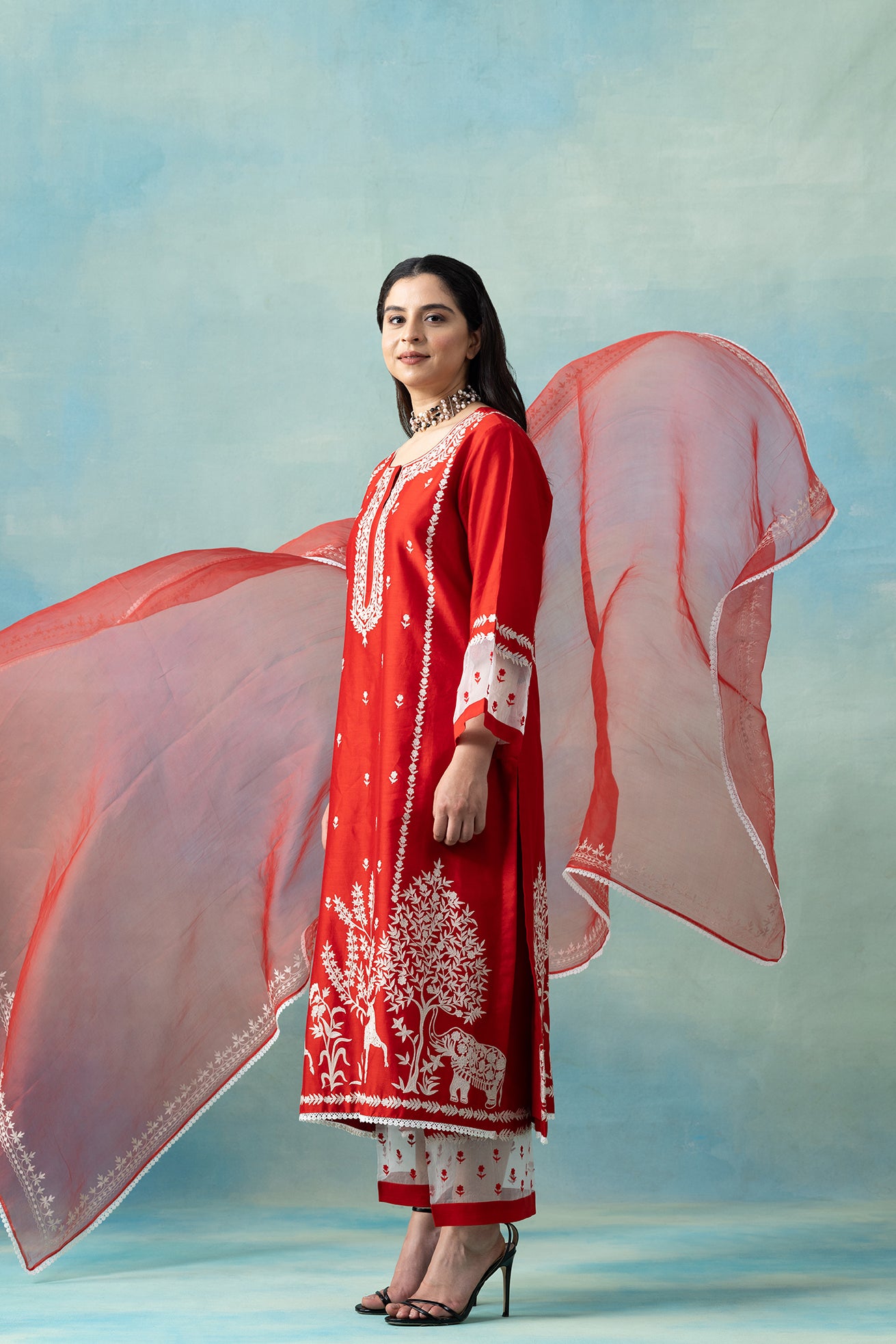 Poppy Silk Chanderi Kurta Set