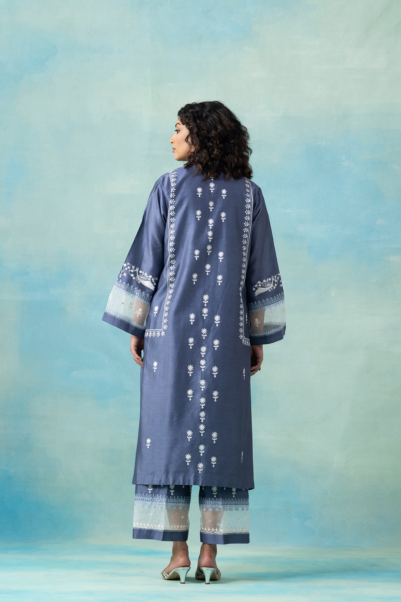Ocean Blue Silk Chanderi Kurta Set