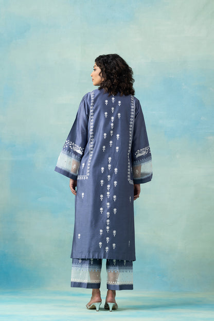 Ocean Blue Silk Chanderi Kurta Set