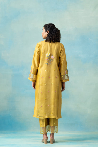 Sunlit Yellow Maheshwari Kurta Set